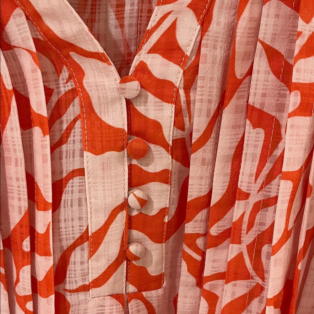 GGO Women's orange and White Patterned Blouse - Picture 4 of 8